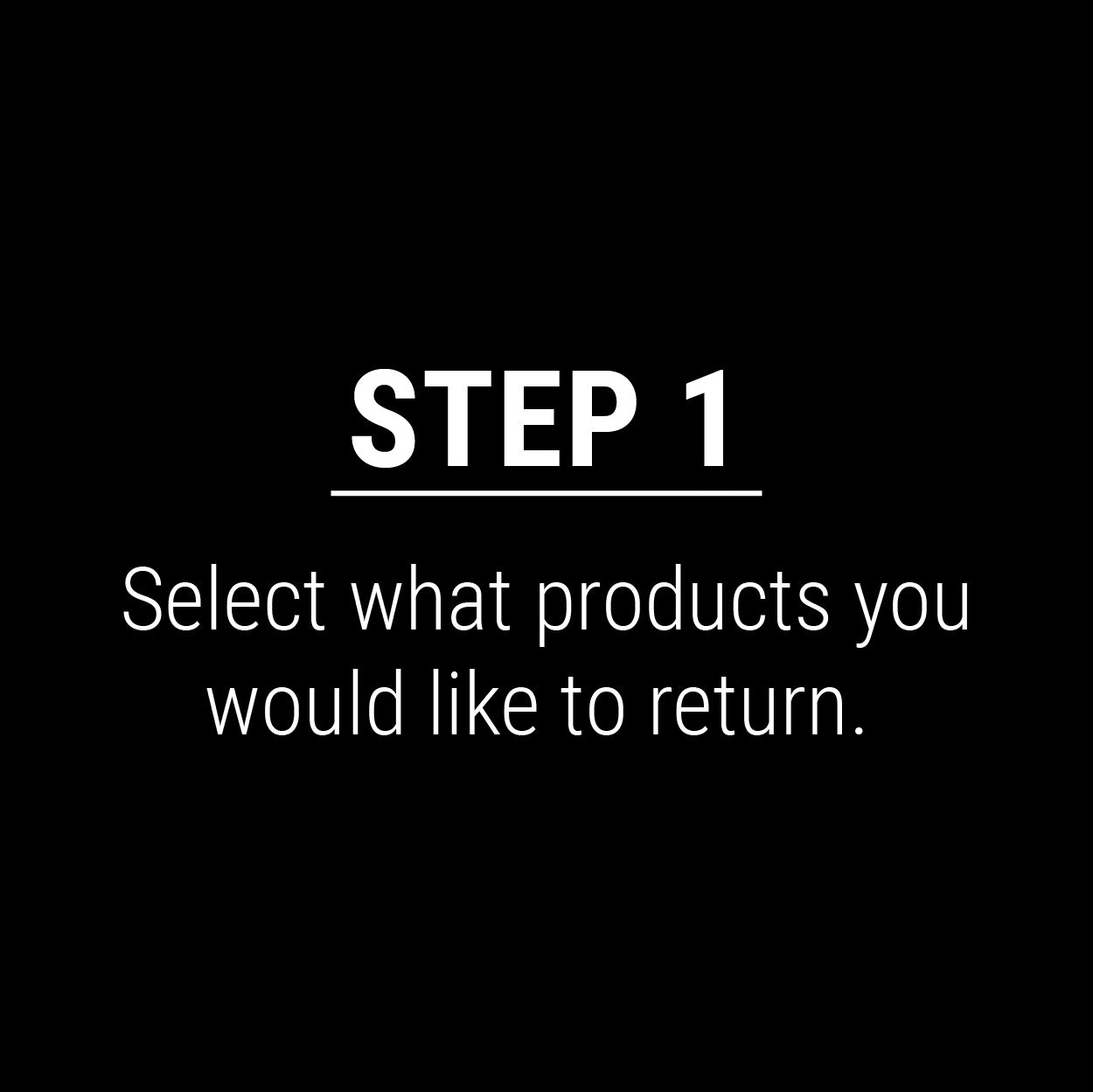 Step 1: Select what products you would like to return
