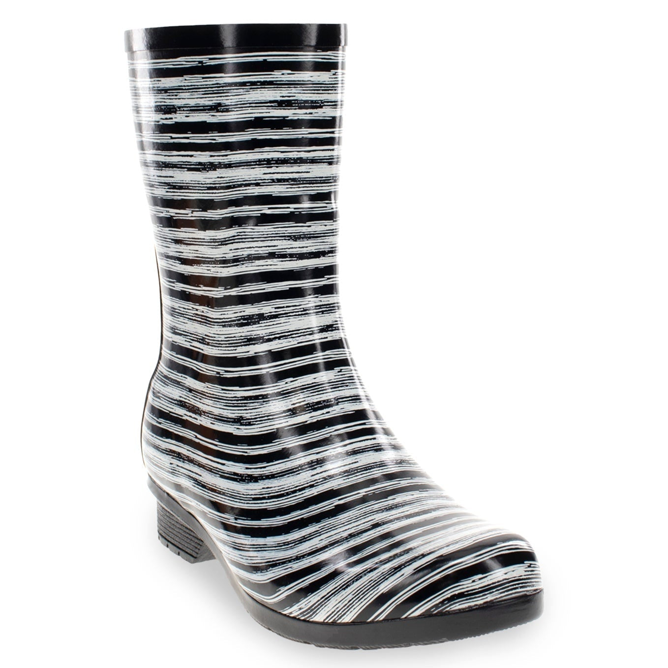 Gloss Drybrush Mid Rain Boot - Black