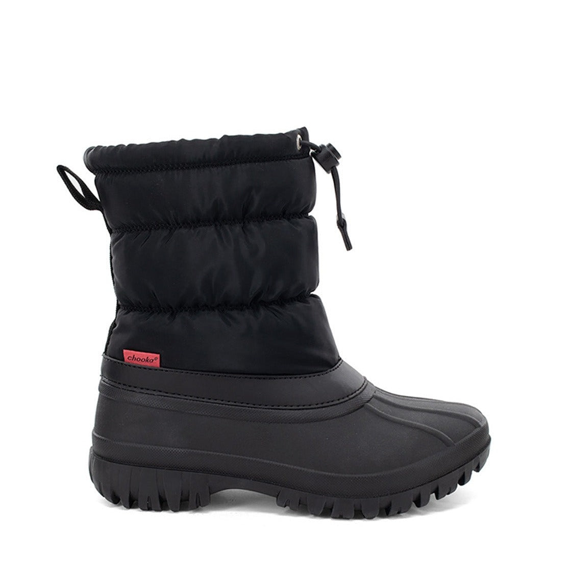 Nylon Puffer Mid Cold Weather Boot - Black