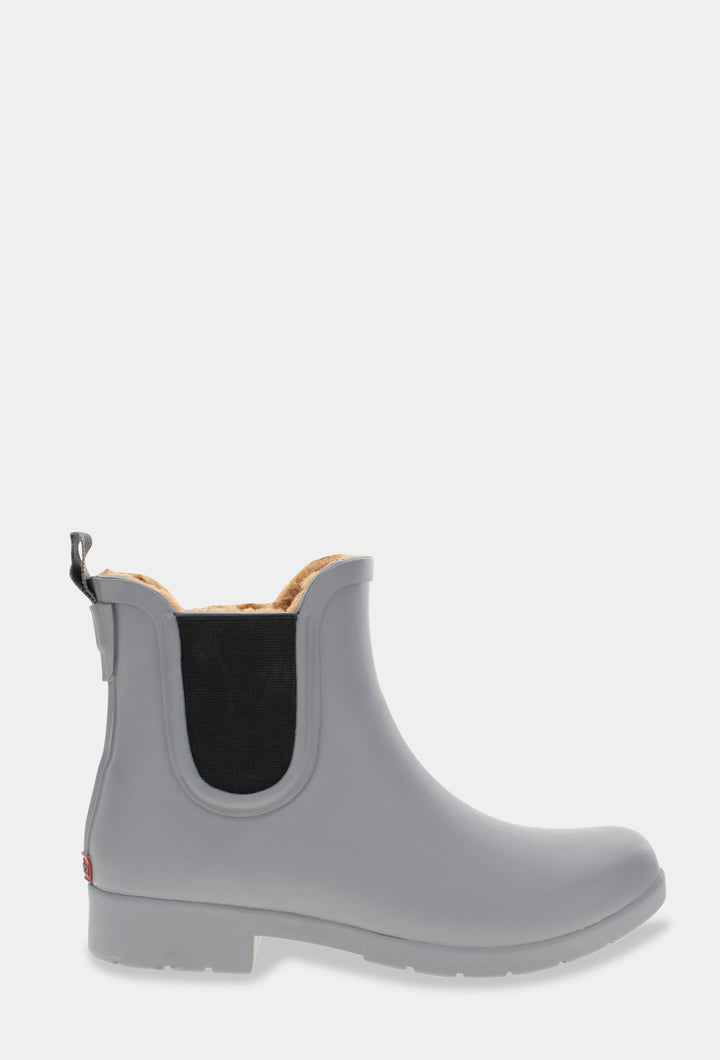 DELRIDGE FAUX FUR CHELSEA RAIN BOOT - GRAY