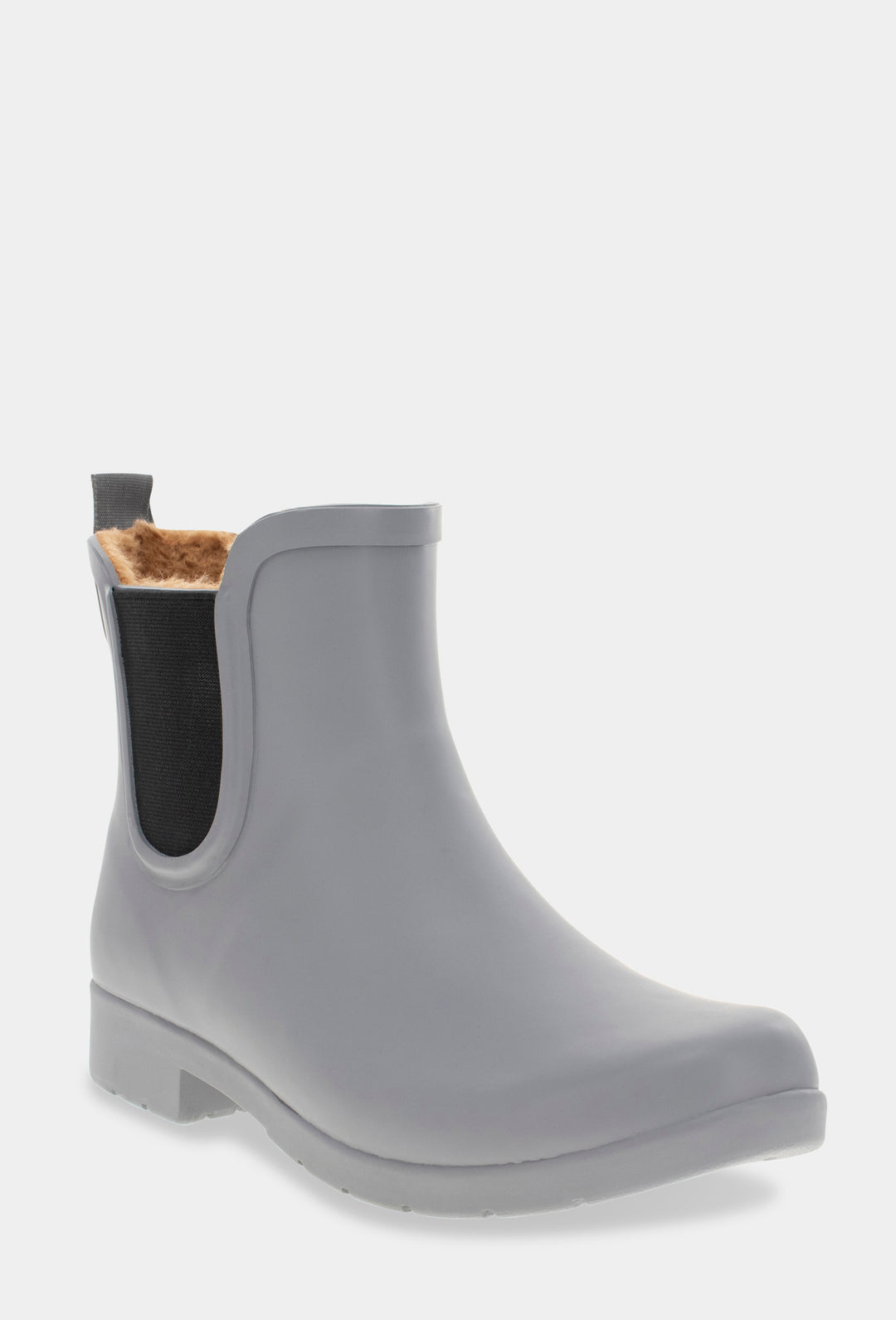DELRIDGE FAUX FUR CHELSEA RAIN BOOT - GRAY