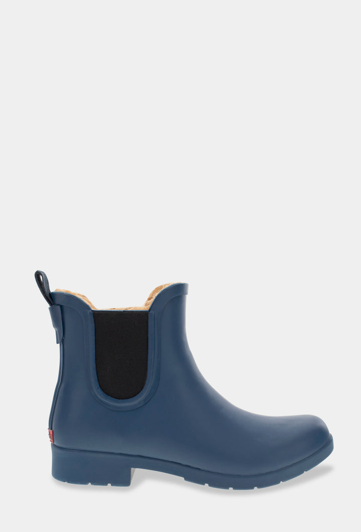 DELRIDGE FAUX FUR CHELSEA RAIN BOOT - NAVY