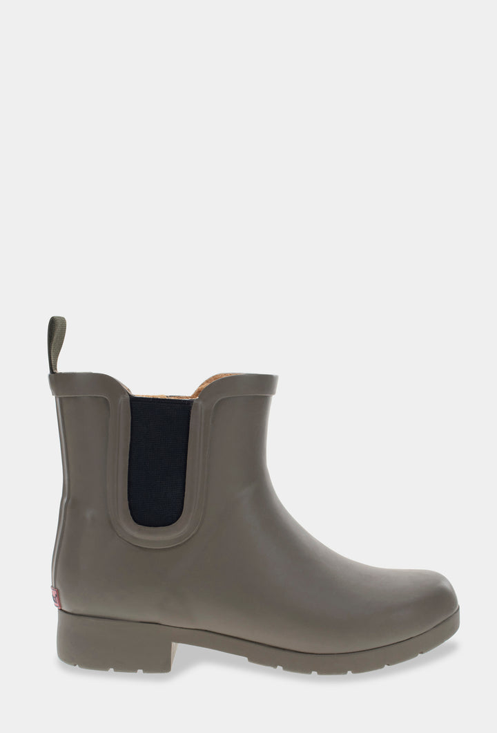 DELRIDGE FAUX FUR CHELSEA RAIN BOOT - OLIVE