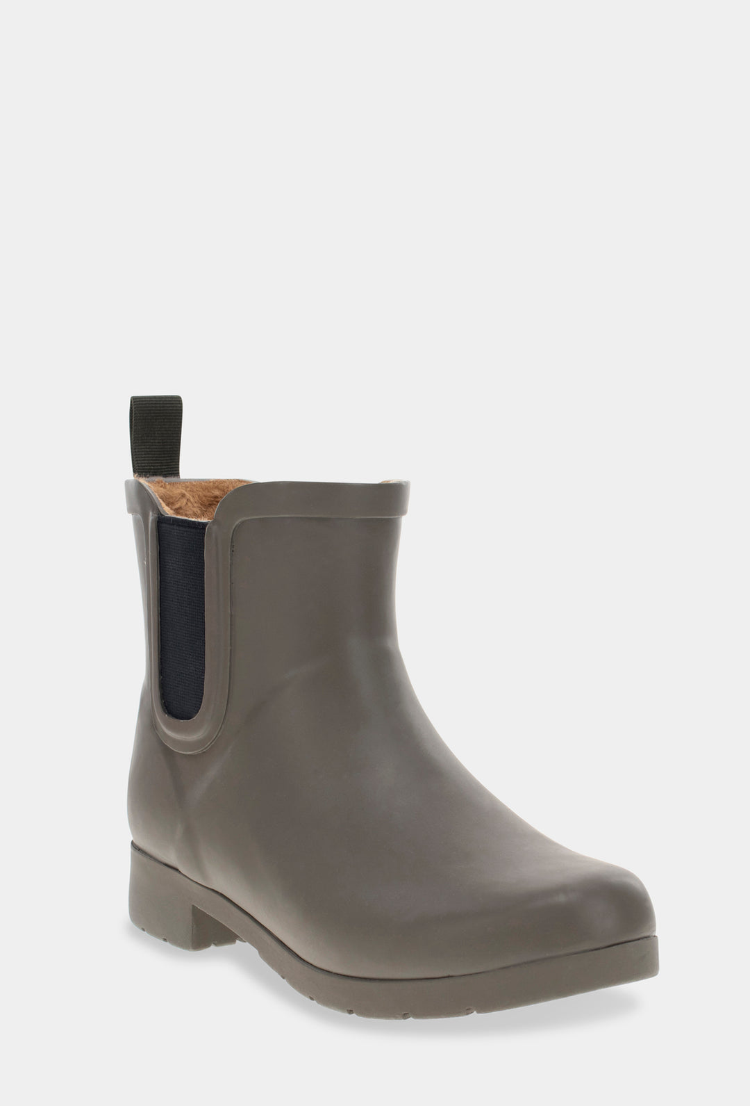 DELRIDGE FAUX FUR CHELSEA RAIN BOOT - OLIVE