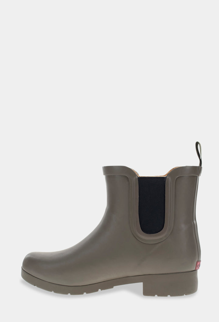DELRIDGE FAUX FUR CHELSEA RAIN BOOT - OLIVE