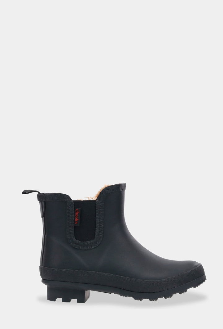 PLUSH CHELSEA RAIN BOOT- BLACK - Chooka